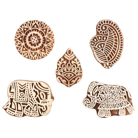 Set of 5 Piece New Mix Wooden Printing Block